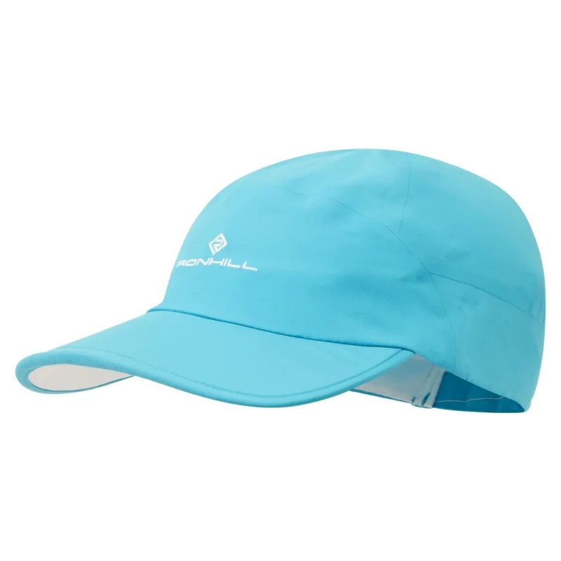 A bright aqua blue Ronhill Sunlight running cap shown from the side against a white background. The cap has a white Ronhill logo on the front.