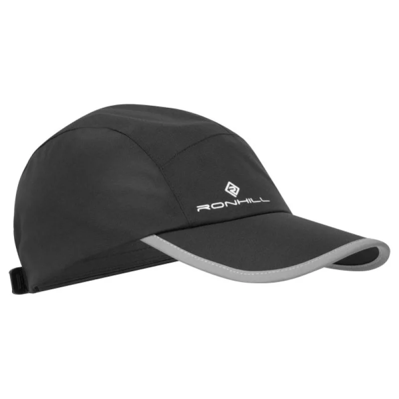 Black Ronhill Fortify waterproof running cap with reflective trim and Ronhill logo.