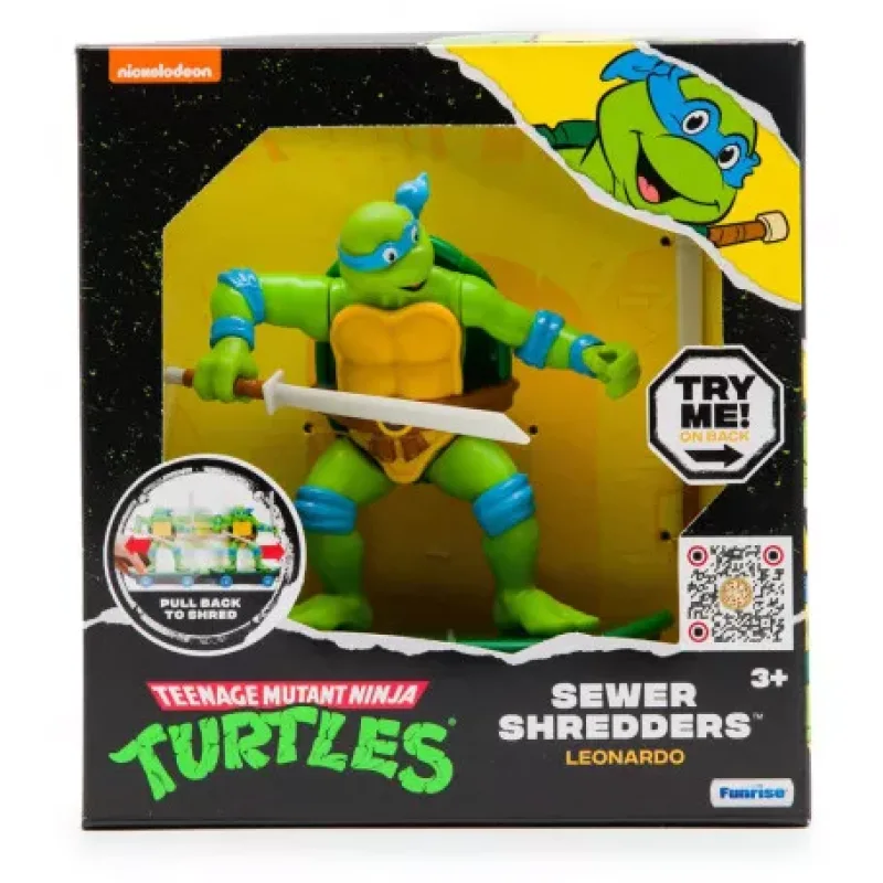 Teenage Mutant Ninja Turtles Sewer Shredders Leonardo action figure in packaging, holding a sword.