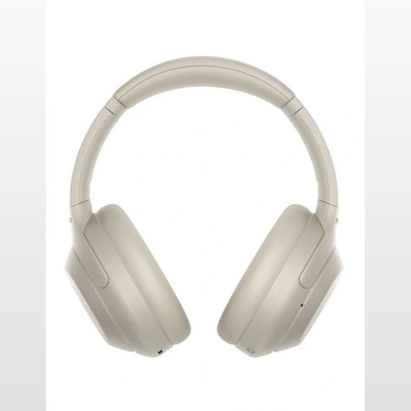 Silver Sony WH-1000XM4S noise cancelling over-ear headphones shown from the front.