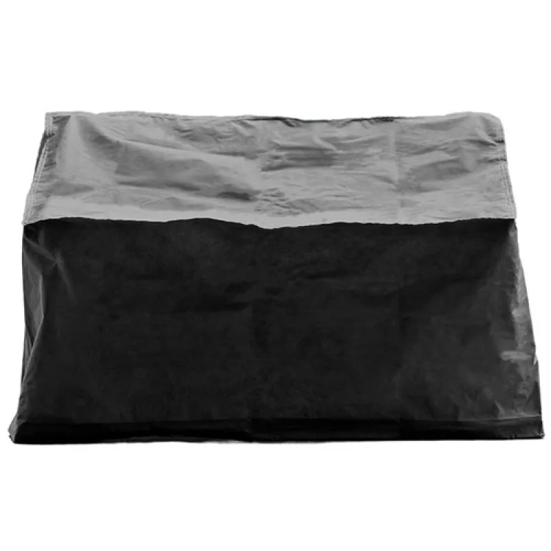 A black and grey outdoor bench cover is shown against a white background.