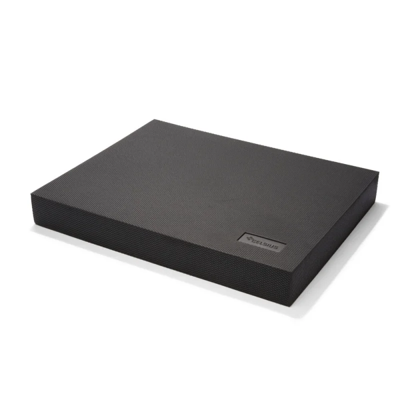 A black Celsius Balance Pad with a textured surface, shown from a low angle against a white background.