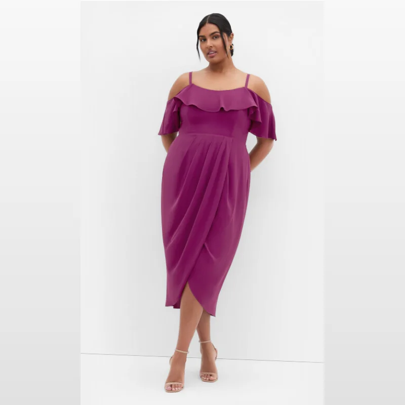 Citychic Flirtation Drape Midi Dress - Cerise