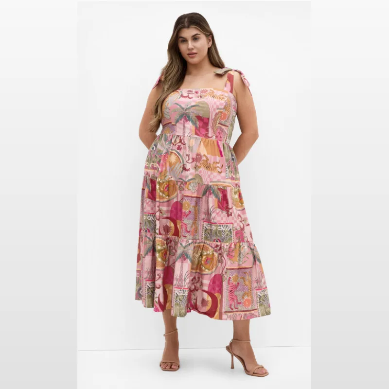 Citychic Elessia Print Midi Dress - Dusty Pink