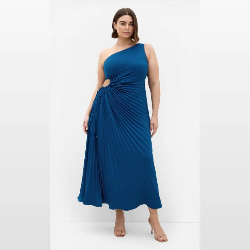 Citychic Aliza One Shoulder Pleat Maxi Dress