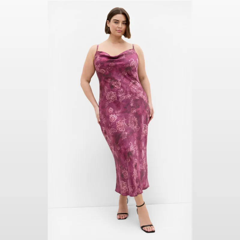 Sadie Lace Print Slip Dress - Mulberry