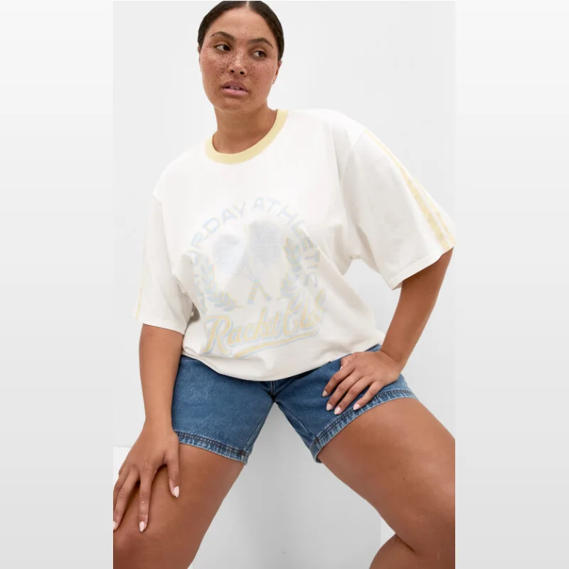 Citychic Vintage Oversized Volley Tee - Ivory