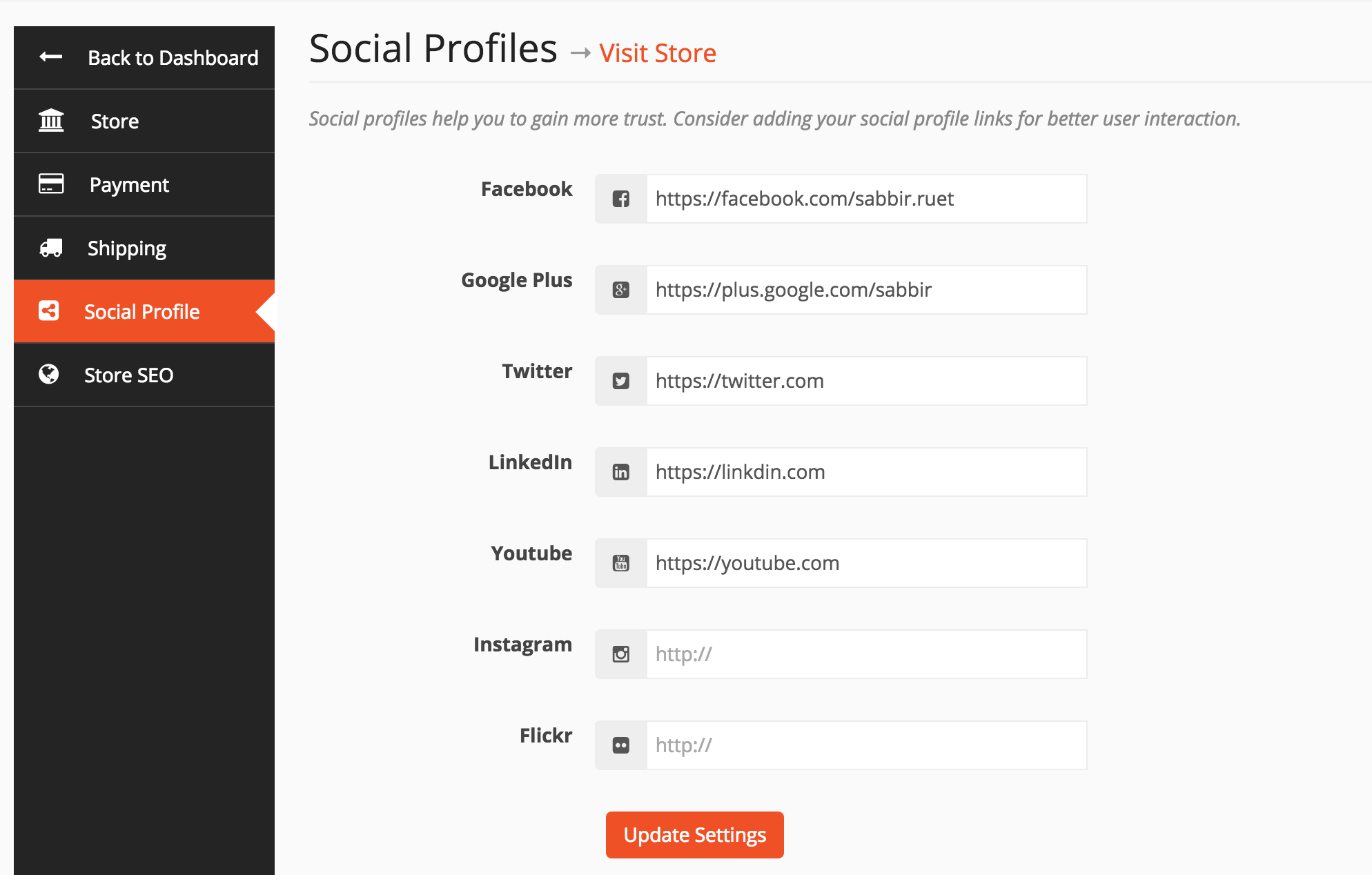 Dashboard-social-profile
