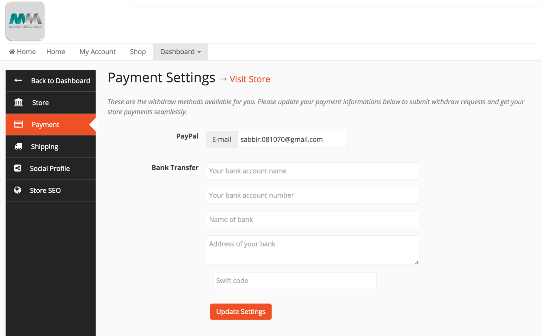 Seller Payment Method Setup