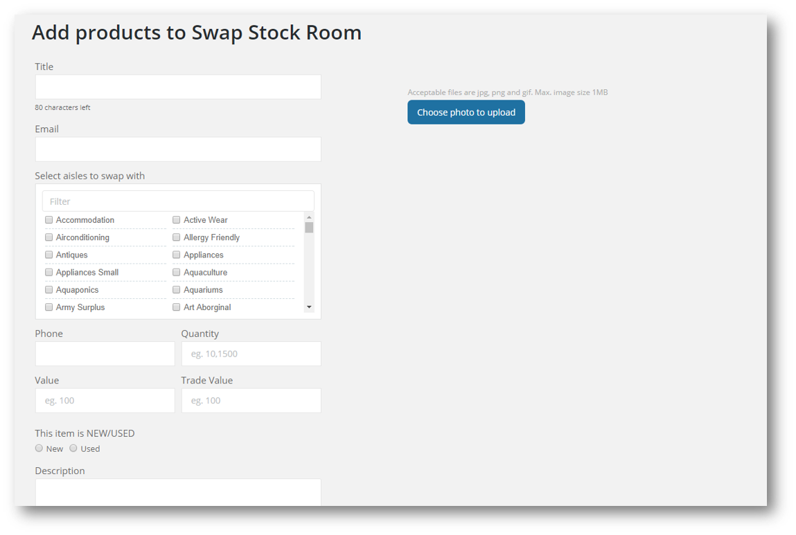 Add Products to swap stock room v2